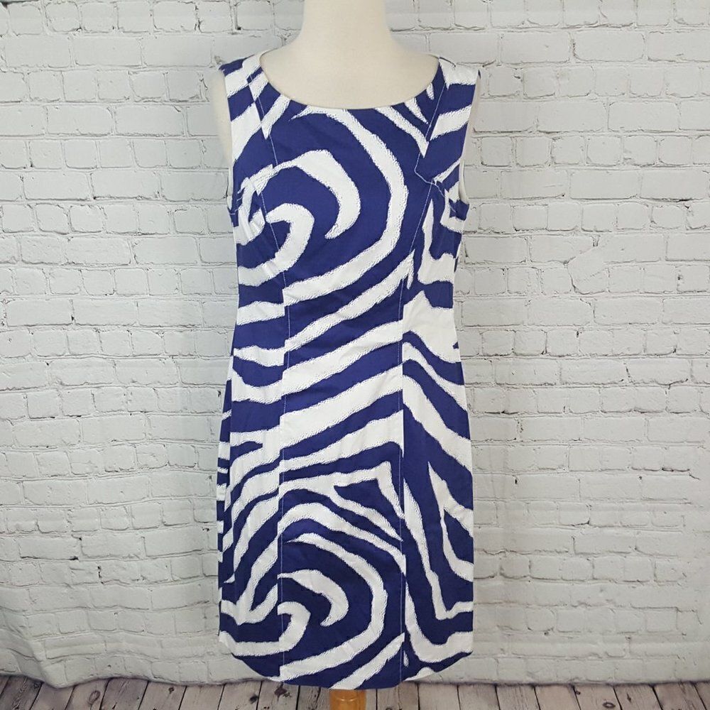 Nine West Blue & White Swirl Sheath Dress Size 4 - Picture 3 of 7